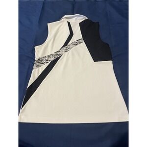 EP New York Women's Golf Shirt‎ M Black/White Sleeveless Hidden Button